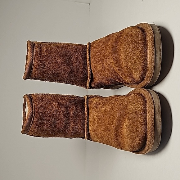 Koolaburra UGG Boots Mini Koola Short Suede Faux Fur Pull-On Chestnut Tan Cozy 1 - Picture 2 of 10